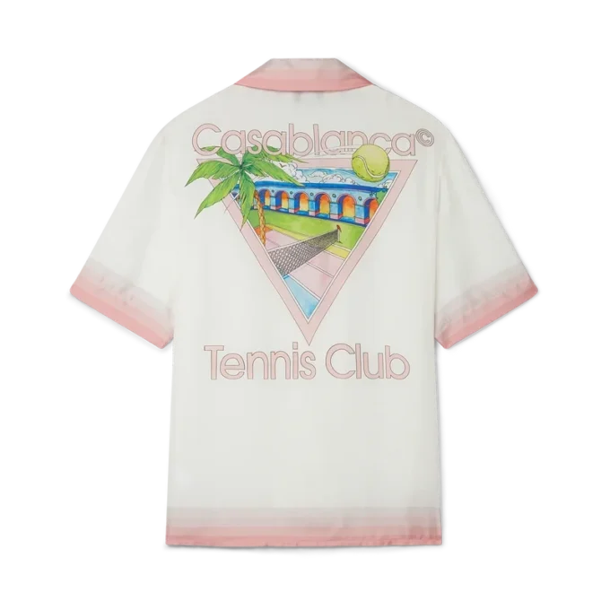 Camisas de seda de manga corta con el icono del club de tenis