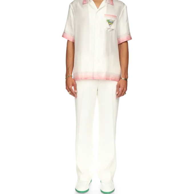 Camisas de seda de manga corta con el icono del club de tenis