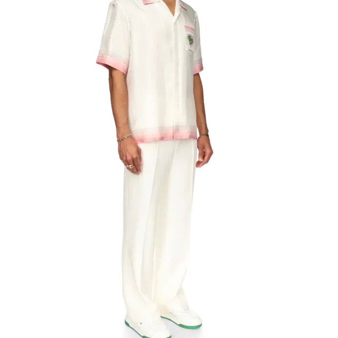 Camisas de seda de manga corta con el icono del club de tenis