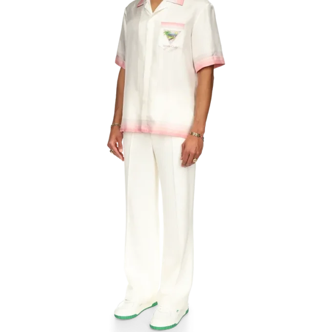 Camisas de seda de manga corta con el icono del club de tenis