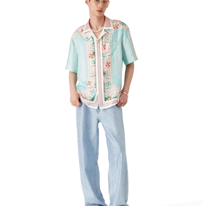 Camisas de seda de manga corta Copacabana