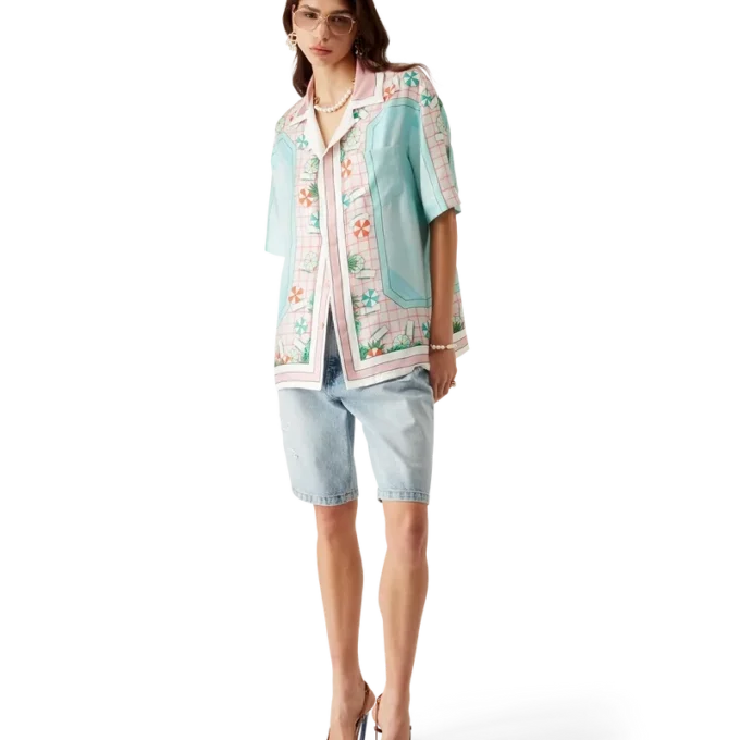 Camisas de seda de manga corta Copacabana