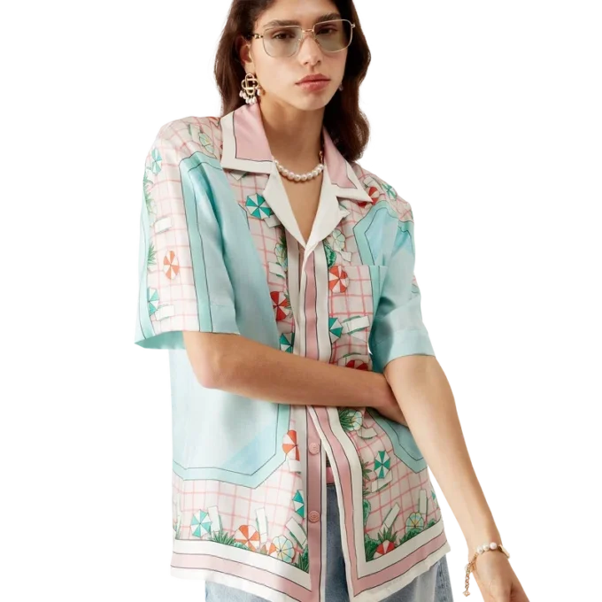 Camisas de seda de manga corta Copacabana