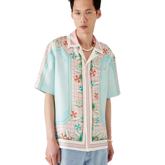 Camisas de seda de manga corta Copacabana