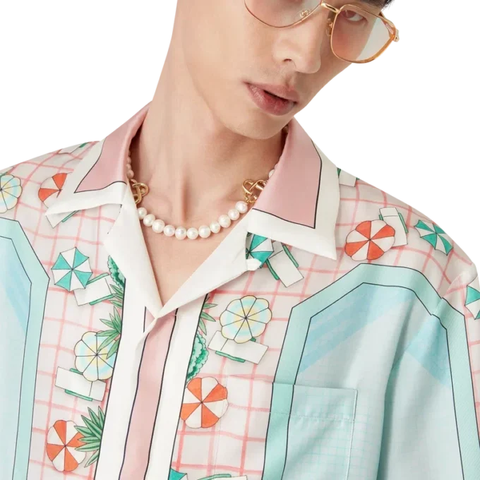 Camisas de seda de manga corta Copacabana