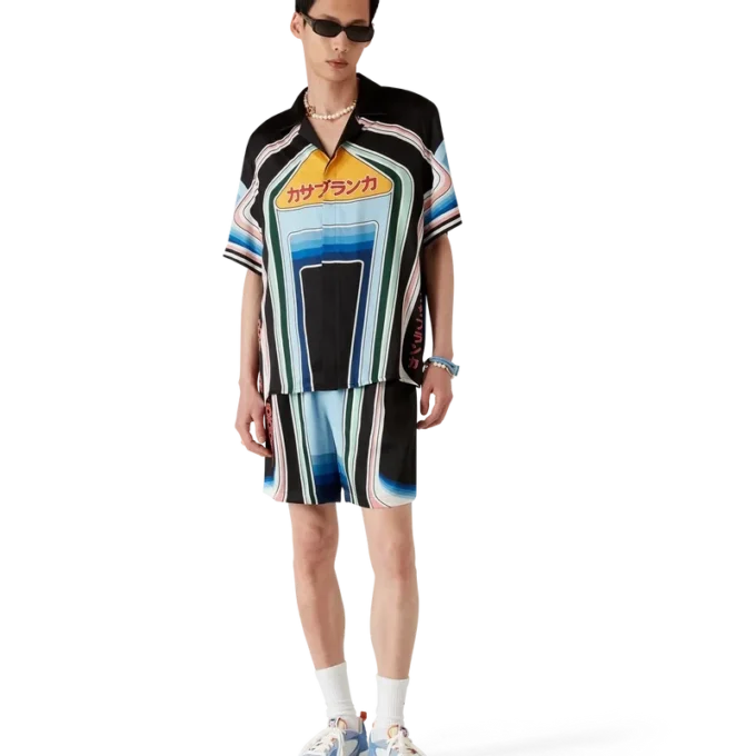 Camisas de seda de manga corta Graphic Mountain