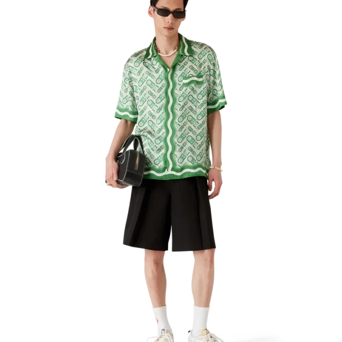 Camisas de seda de manga corta Ping Pong