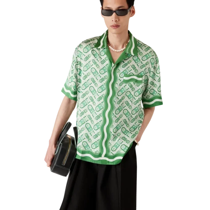 Camisas de seda de manga corta Ping Pong