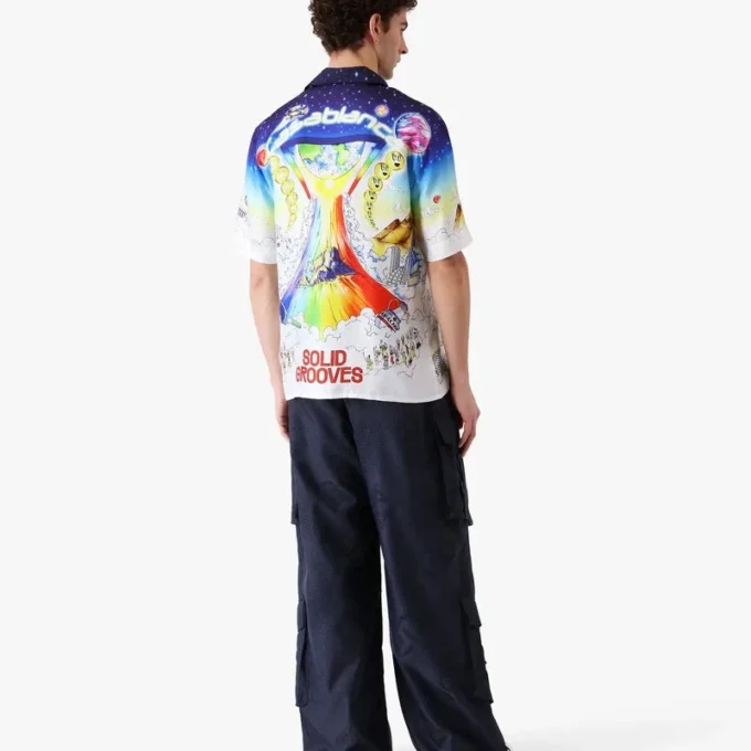 Camisas de seda de manga corta Solid Grooves