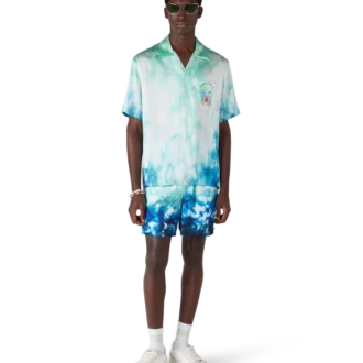 Camisas de seda de manga corta Surf Lotus