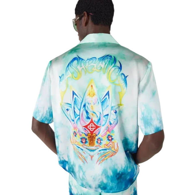 Camisas de seda de manga corta Surf Lotus
