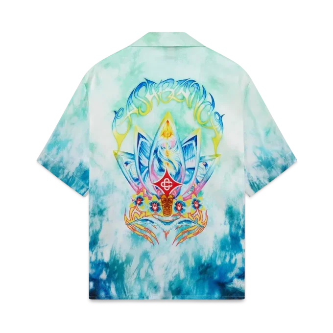 Camisas de seda de manga corta Surf Lotus