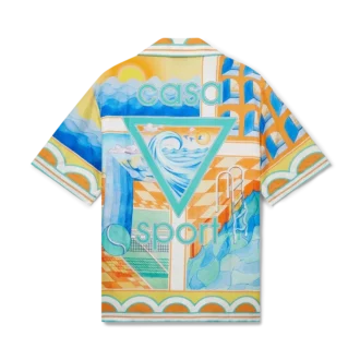 Camisas de seda de manga corta Surreal Pool