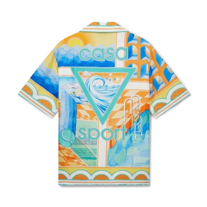 Camisas de seda de manga corta Surreal Pool