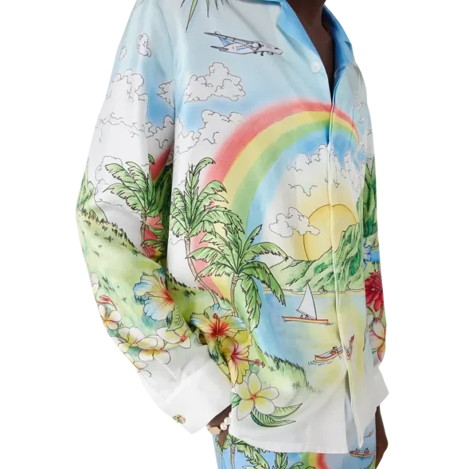 Camisas de seda de manga larga Aloha Camisas de seda de manga larga Aloha