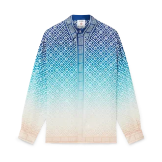 Camisas de seda de manga larga con degradado jacquard