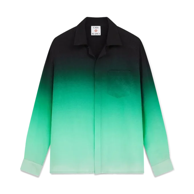 Camisas de seda de manga larga con jacquard Gradient Ping Pong