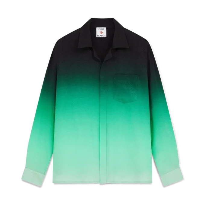 Camisas de seda de manga larga con jacquard Gradient Ping Pong