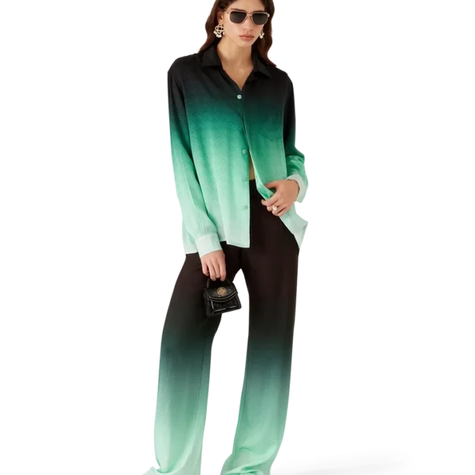 Camisas de seda de manga larga con jacquard Gradient Ping Pong