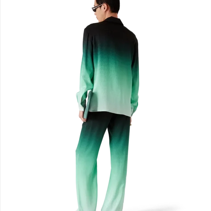 Camisas de seda de manga larga con jacquard Gradient Ping Pong