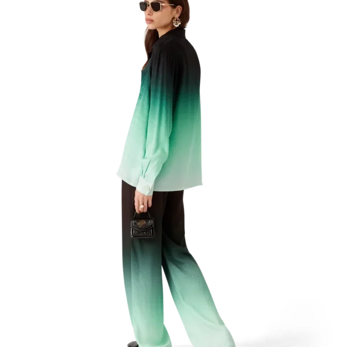 Camisas de seda de manga larga con jacquard Gradient Ping Pong