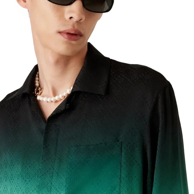 Camisas de seda de manga larga con jacquard Gradient Ping Pong