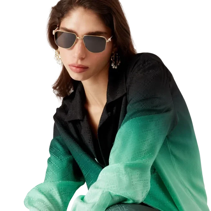 Camisas de seda de manga larga con jacquard Gradient Ping Pong