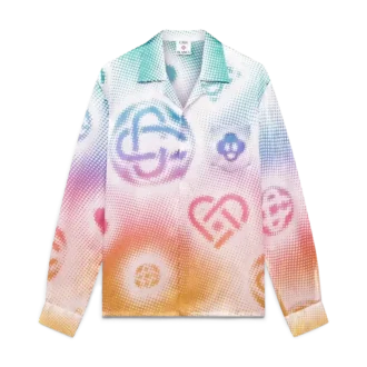 Camisas de seda de manga larga con logotipo en semitonos