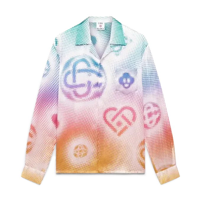 Camisas de seda de manga larga con logotipo en semitonos