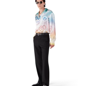 Camisas de seda de manga larga con logotipo en semitonos