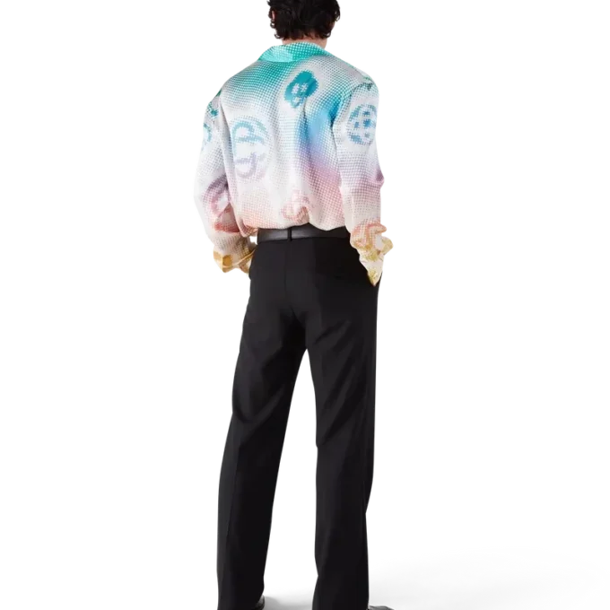 Camisas de seda de manga larga con logotipo en semitonos