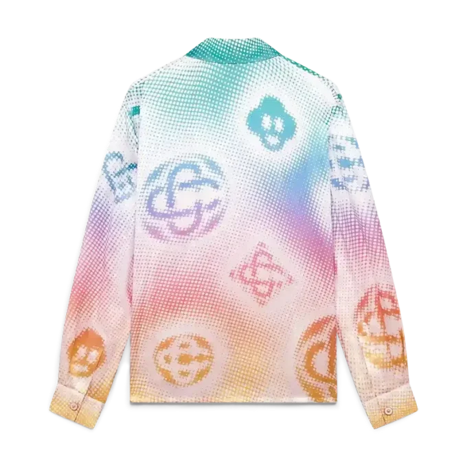 Camisas de seda de manga larga con logotipo en semitonos