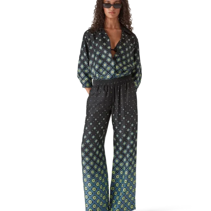 Camisas de seda de manga larga con monograma degradado