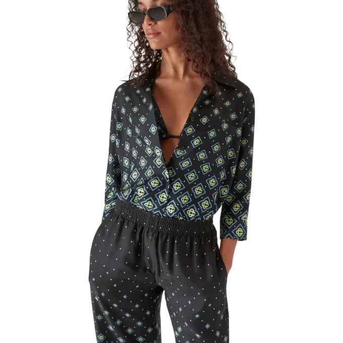 Camisas de seda de manga larga con monograma degradado