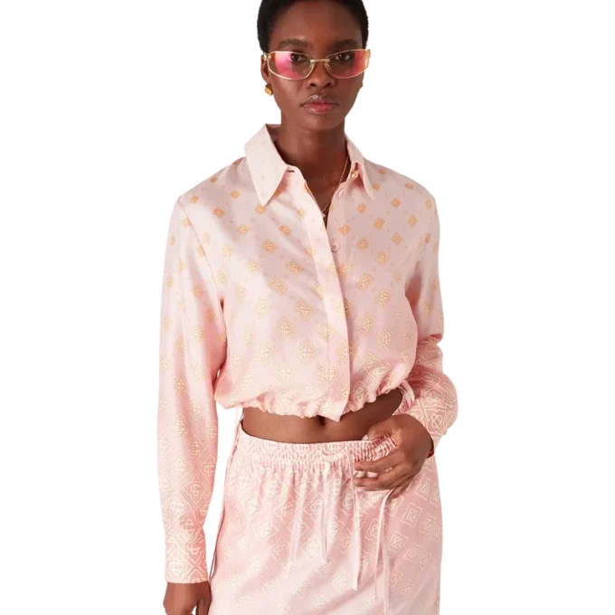 Camisas de seda de manga larga con monograma degradado