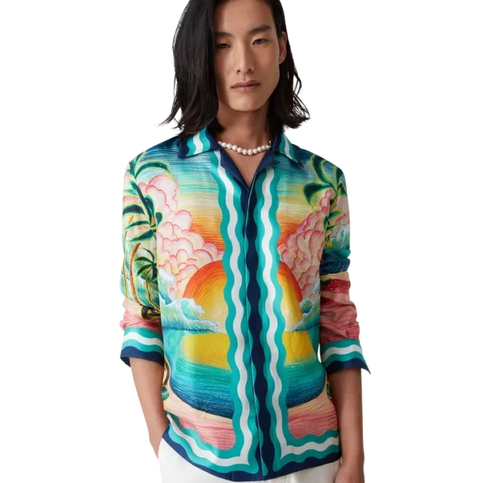 Camisas de seda de manga larga Danse De La Mer