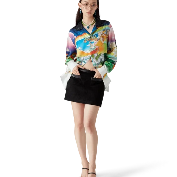 Camisas de seda de manga larga La Musique