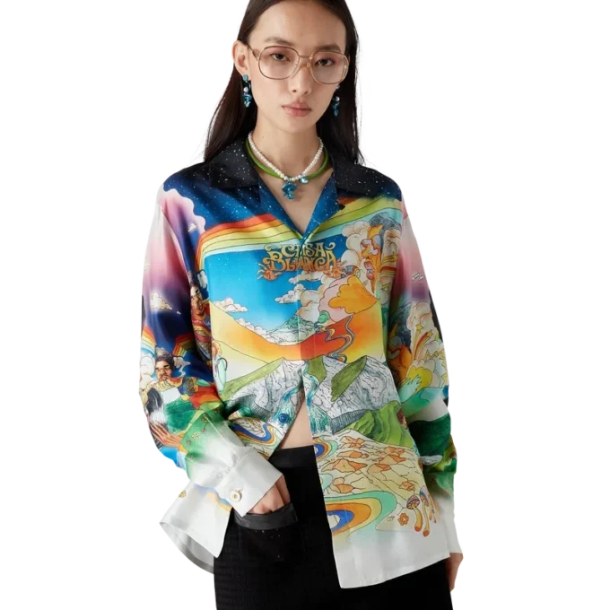 Camisas de seda de manga larga La Musique