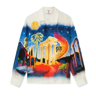 Camisas de seda de manga larga Midnight Acropolis