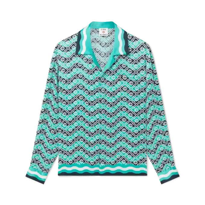 Camisas de seda de manga larga Monogram Wave Camisas de seda de manga larga Monogram Wave