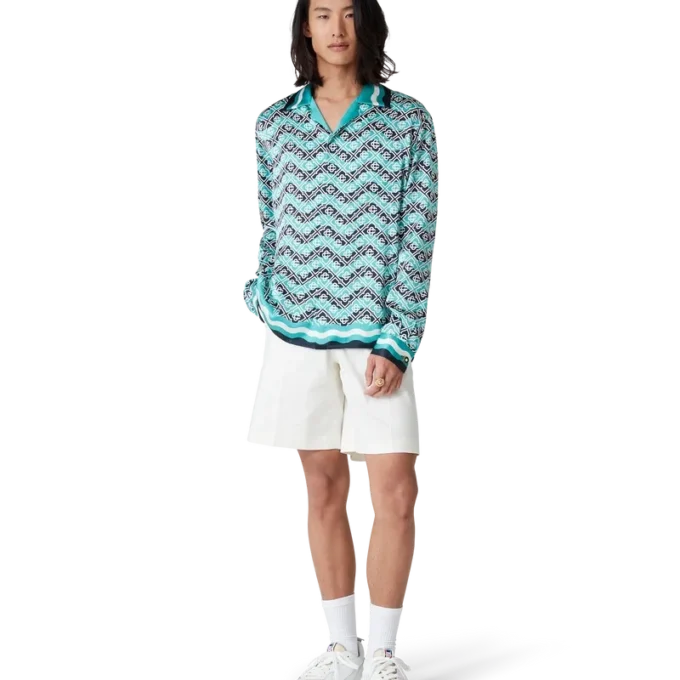 Camisas de seda de manga larga Monogram Wave Camisas de seda de manga larga Monogram Wave