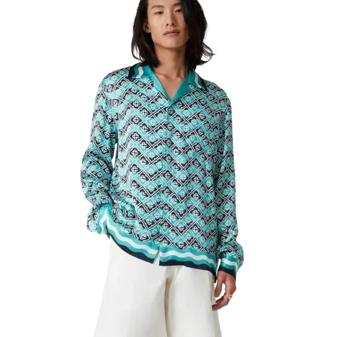 Camisas de seda de manga larga Monogram Wave Camisas de seda de manga larga Monogram Wave