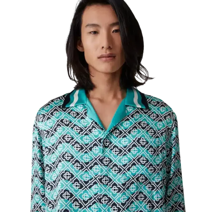 Camisas de seda de manga larga Monogram Wave Camisas de seda de manga larga Monogram Wave