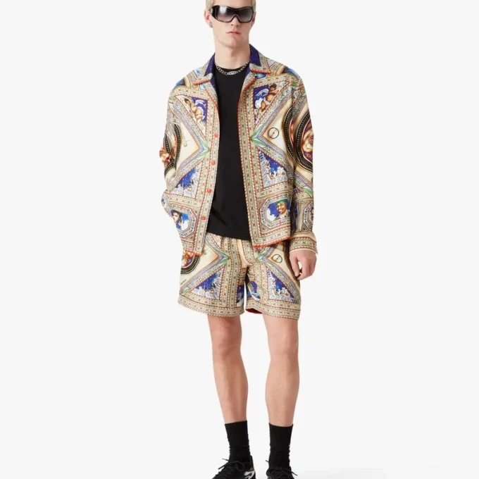 Camisas de seda de manga larga Plafond Orne De Musique Camisas de seda de manga larga Plafond Orne De Musique