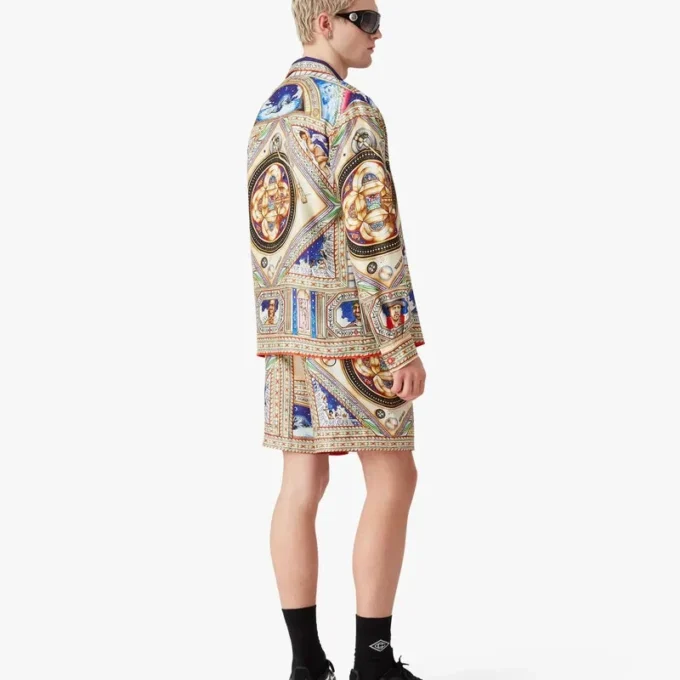 Camisas de seda de manga larga Plafond Orne De Musique Camisas de seda de manga larga Plafond Orne De Musique