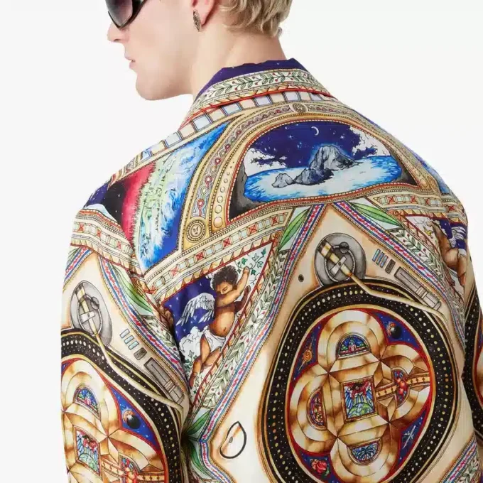 Camisas de seda de manga larga Plafond Orne De Musique Camisas de seda de manga larga Plafond Orne De Musique