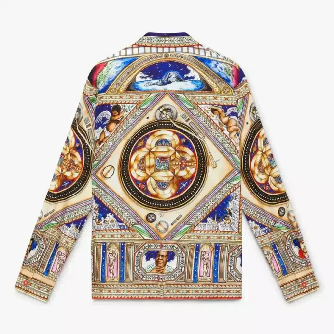 Camisas de seda de manga larga Plafond Orne De Musique Camisas de seda de manga larga Plafond Orne De Musique