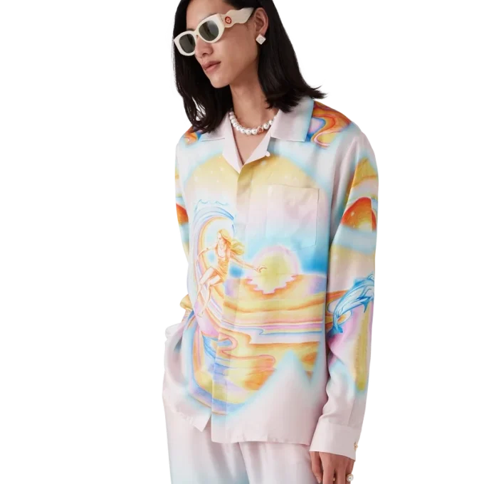 Camisas de seda de manga larga Psychedelic Nirvana