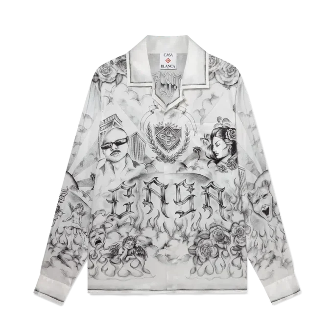 Camisas de seda de manga larga Tattoo