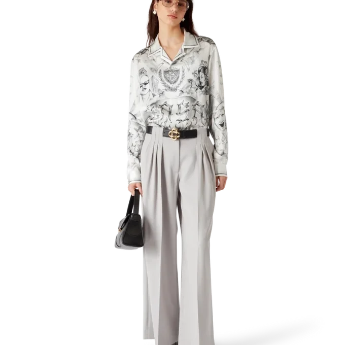 Camisas de seda de manga larga Tattoo